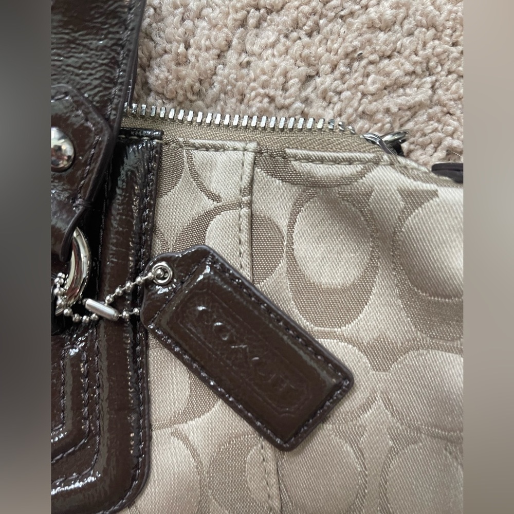 coach brown satchel tote crossbody shoulder bag - Picture 12 of 17
